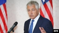 El secretario de Defensa estadounidense, Chuck Hagel, durante su conferencia de prensa en Malasia.