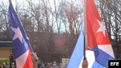 Bandera de Cuba y Puerto Rico. 