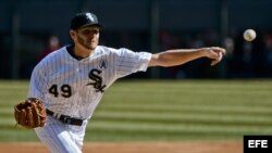 Chris Sale de los Medias Blancas en acción.